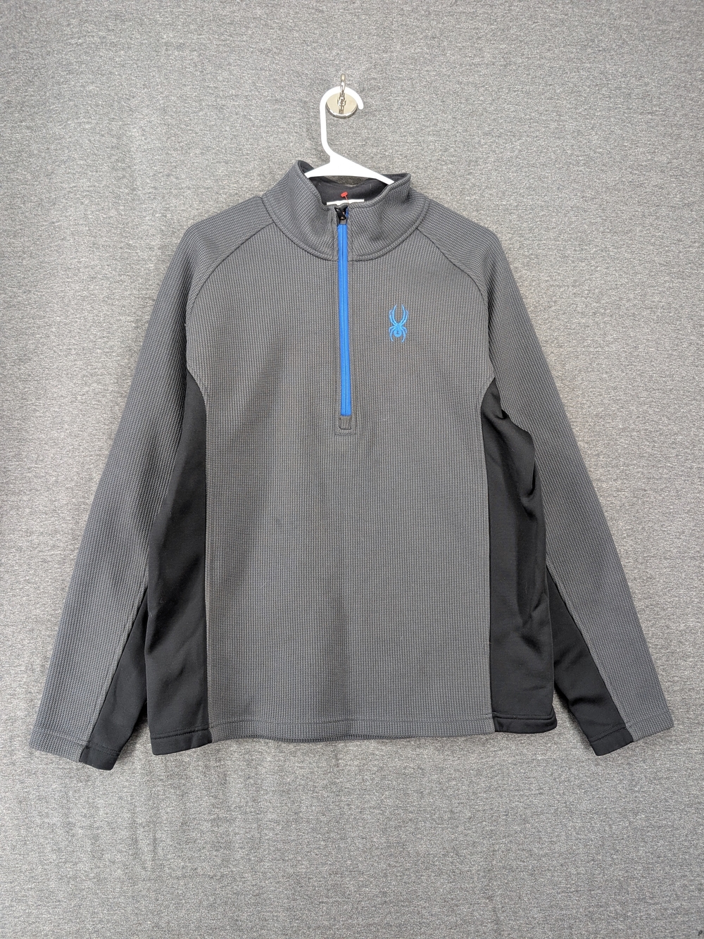 Spyder Men’s Gray Zip Pullover with Blue Accents